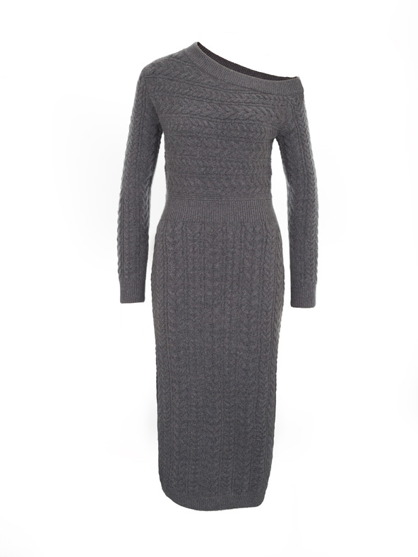 Orsay Šedé dámské pouzdrové midi šaty ORSAY