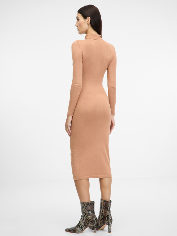 Orsay Světle hnědé dámské midi šaty ORSAY