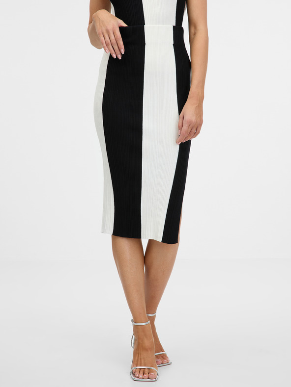 Orsay Černo-bílá dámská pruhovaná sukně ORSAY