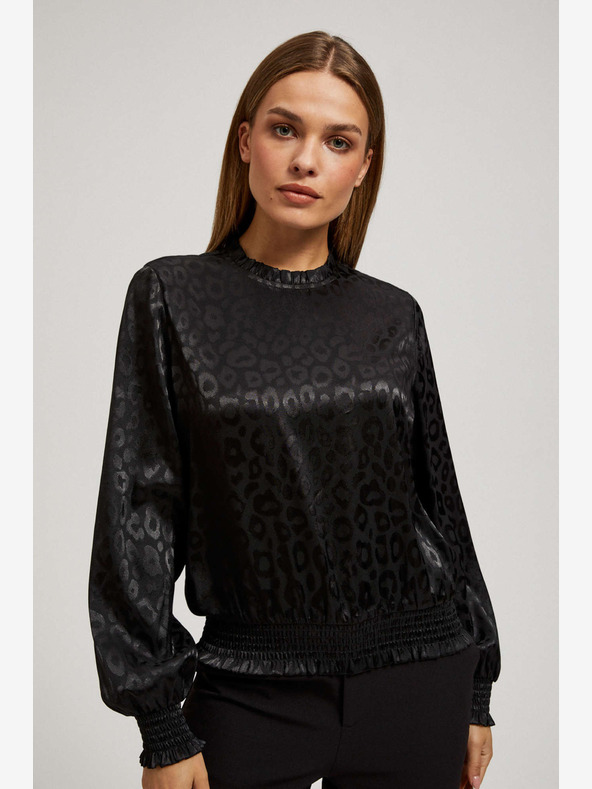 Moodo Černá košile s nabíranými rukávy Moodo