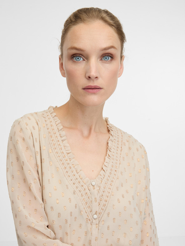 Orsay Béžová dámská halenka s dlouhým rukávem ORSAY