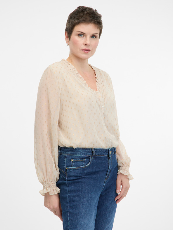 Orsay Béžová dámská halenka s dlouhým rukávem ORSAY