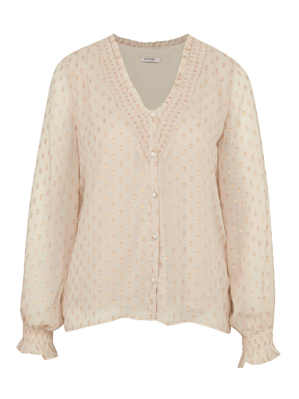 Orsay Béžová dámská halenka s dlouhým rukávem ORSAY