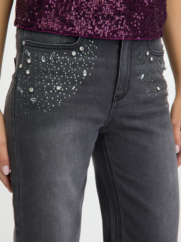 Orsay Tmavě šedé dámské wide leg džíny ORSAY