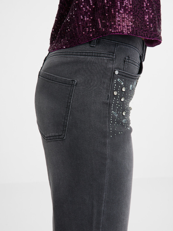 Orsay Tmavě šedé dámské wide leg džíny ORSAY