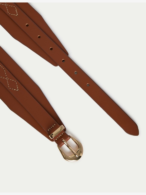 Marks & Spencer Široký kožený opasek Marks & Spencer hnědá