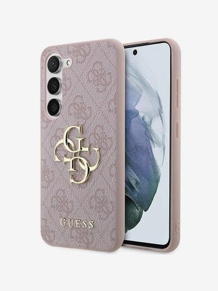 Guess PU 4G Metal Logo Zadní Kryt pro Samsung Galaxy A55 5G Pink Obal na telefon
