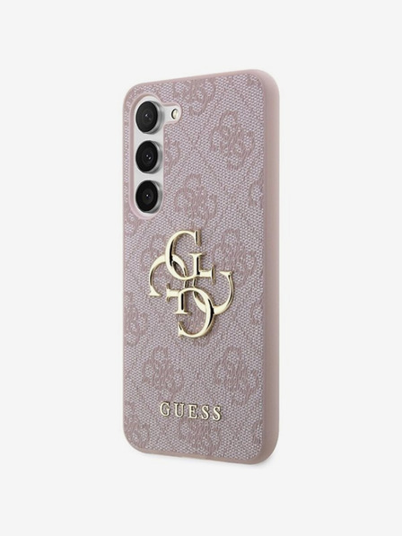 Guess PU 4G Metal Logo Zadní Kryt pro Samsung Galaxy A55 5G Pink Obal na telefon