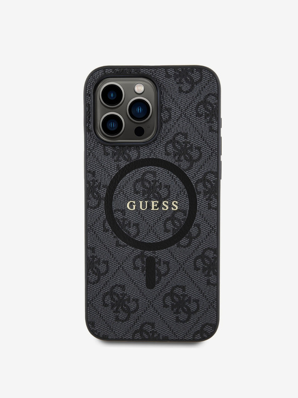 Guess Guess PU Leather 4G Colored Ring MagSafe Zadní Kryt pro iPhone 15 Pro Max Black