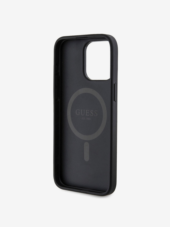 Guess Guess PU Leather 4G Colored Ring MagSafe Zadní Kryt pro iPhone 15 Pro Max Black