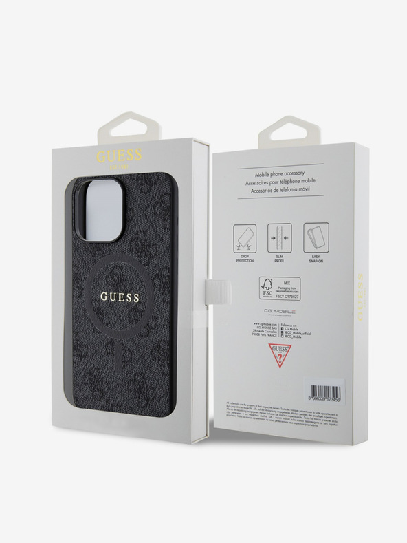 Guess Guess PU Leather 4G Colored Ring MagSafe Zadní Kryt pro iPhone 15 Pro Max Black