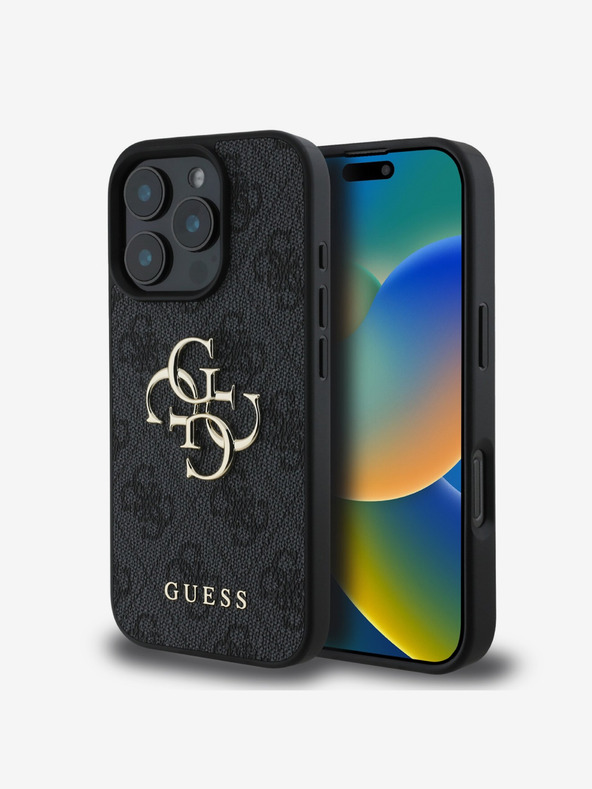 Guess Guess PU 4G Metal Logo Zadní Kryt pro iPhone 16 Pro Grey