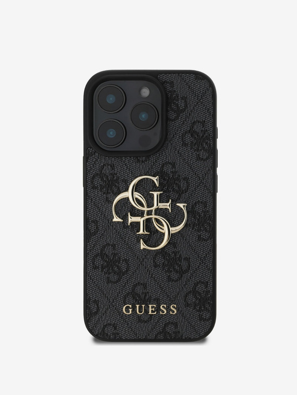 Guess Guess PU 4G Metal Logo Zadní Kryt pro iPhone 16 Pro Grey
