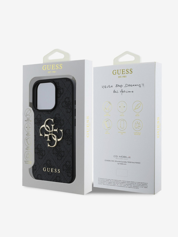 Guess Guess PU 4G Metal Logo Zadní Kryt pro iPhone 16 Pro Grey