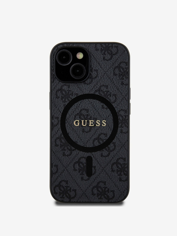 Guess Guess PU Leather 4G Colored Ring MagSafe Zadní Kryt pro iPhone 15 Black
