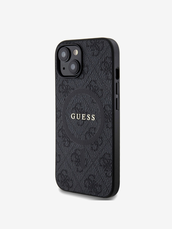 Guess Guess PU Leather 4G Colored Ring MagSafe Zadní Kryt pro iPhone 15 Black