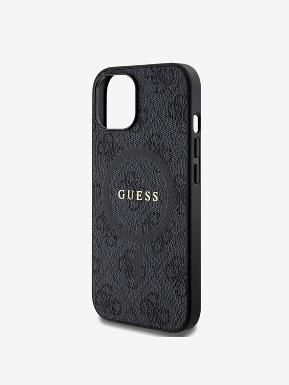 Guess Guess PU Leather 4G Colored Ring MagSafe Zadní Kryt pro iPhone 15 Black
