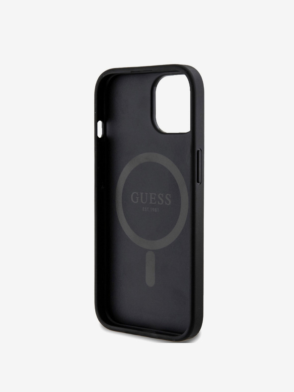 Guess Guess PU Leather 4G Colored Ring MagSafe Zadní Kryt pro iPhone 15 Black