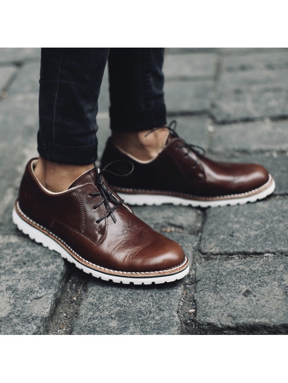 Vasky Dámské kožené polobotky tmavě hnědé - jarní / podzimní boty Flexiko