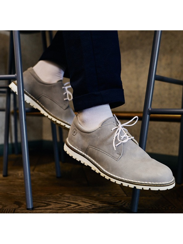 Vasky Dámské kožené polobotky šedé - jarní / podzimní boty Vasky Derby -