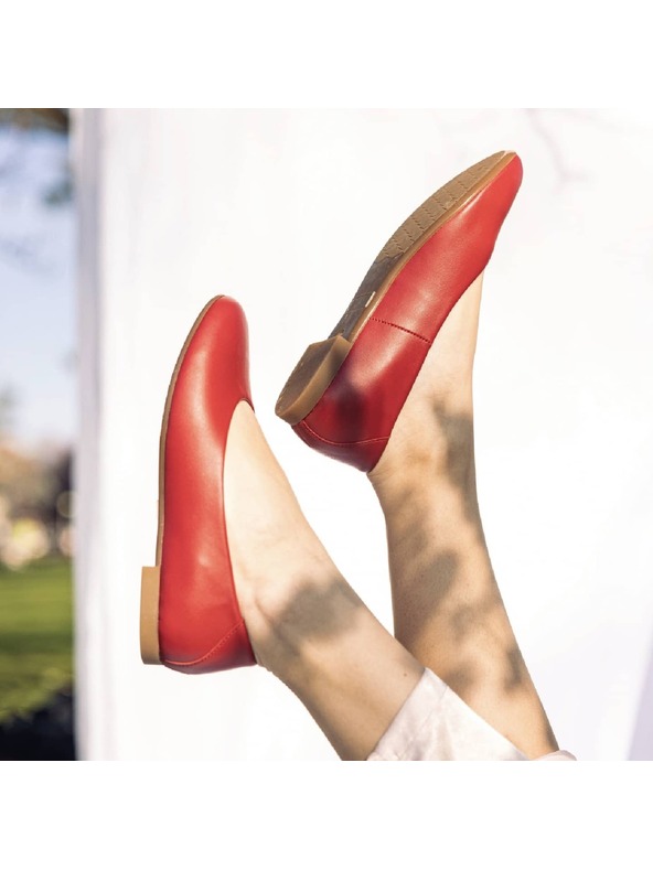 Vasky Kožené baleríny červené - jarní / podzimní boty VASKY