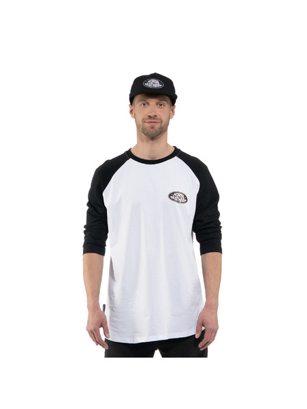 Horsefeathers Triko Dynamo Raglan - white/black HORSEFEATHERS