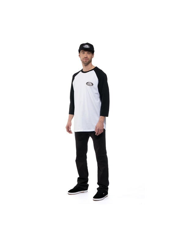 Horsefeathers Triko Dynamo Raglan - white/black HORSEFEATHERS