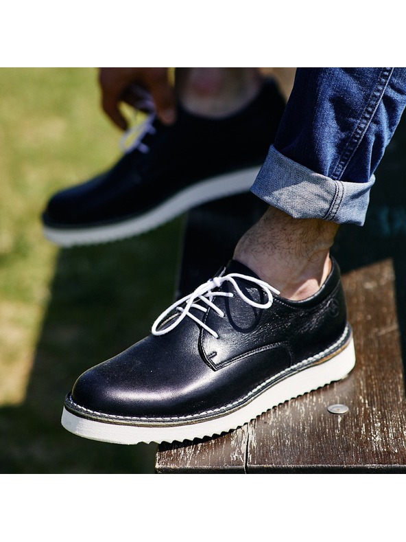 Vasky Pánské kožené polobotky černobílé - jarní / podzimní boty Vasky Derby