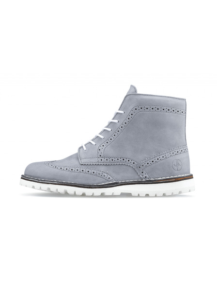 Vasky Pánské kožené kotníkové boty šedé - jarní / podzimní boty, obuv Vasky Brogue High Grey