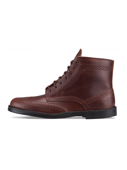 Vasky Pánské kožené kotníkové boty tmavě hnědé - jarní / podzimní boty, obuv Vasky Brogue High Dark Brown