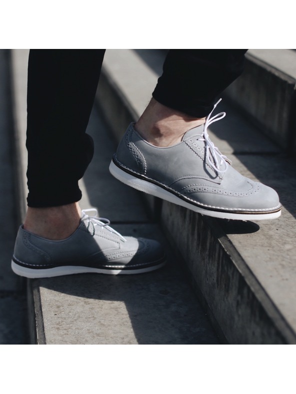 Vasky Pánské kožené polobotky šedé - jarní / podzimní boty, obuv Vasky Brogue Low