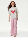 Marks & Spencer Pyžamo z čisté bavlny se srdíčkovým potiskem (3–16 let) Marks & Spencer šedá