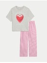 Marks & Spencer Pyžamo z čisté bavlny se srdíčkovým potiskem (3–16 let) Marks & Spencer šedá