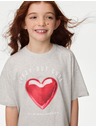 Marks & Spencer Pyžamo z čisté bavlny se srdíčkovým potiskem (3–16 let) Marks & Spencer šedá