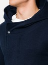 Ombre Clothing Tmavě modrá pánská prodloužená mikina na zip s kapucí B668 HUGO