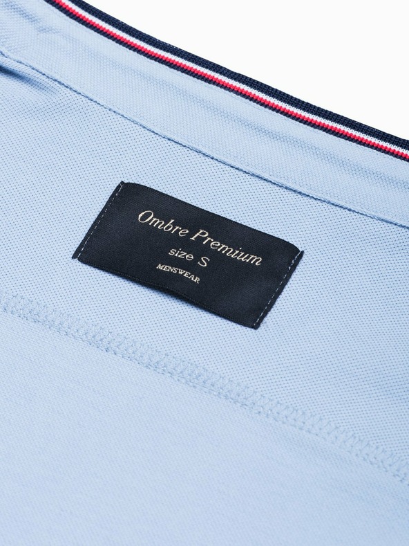Ombre Clothing Světle modrá pánská košile se stojáčkem K542