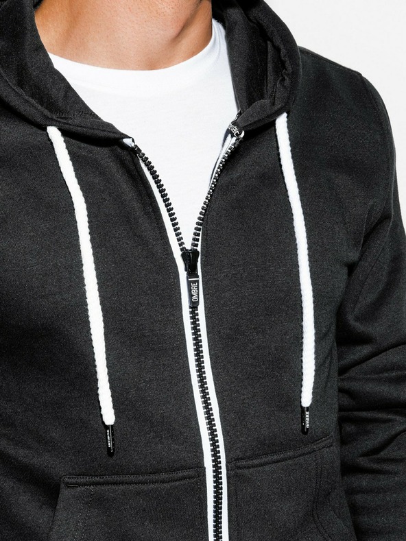 Ombre Clothing Černá pánská basic mikina s kapucí Ombre Clothing