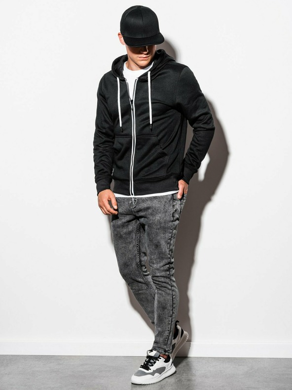 Ombre Clothing Černá pánská basic mikina s kapucí Ombre Clothing