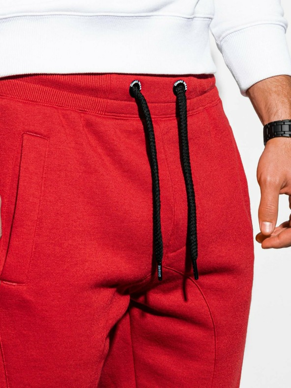 Ombre Clothing Červené pánské basic tepláky Ombre Clothing