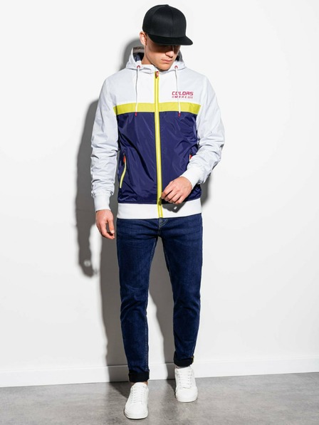 Ombre Clothing Modro-bílá pánská jarní bunda Ombre Clothing C438