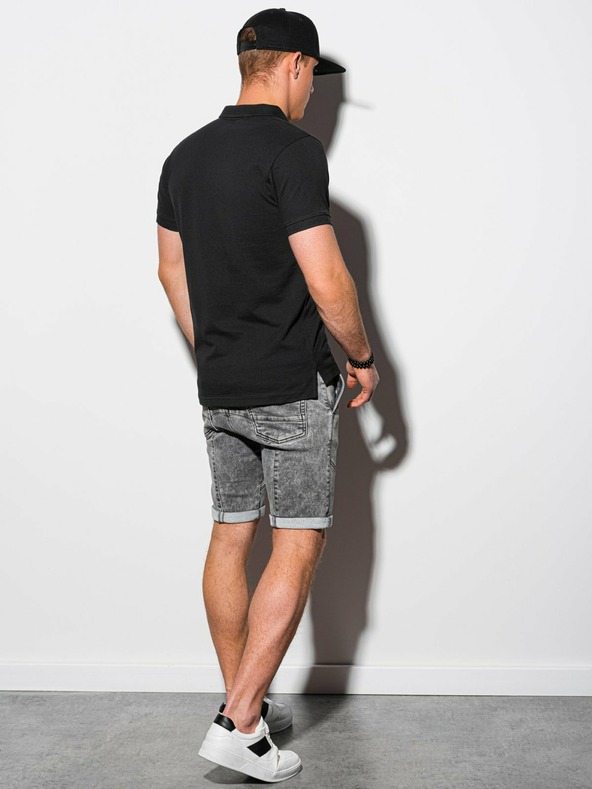 Ombre Clothing Černé pánské basic polo tricko Ombre Clothing
