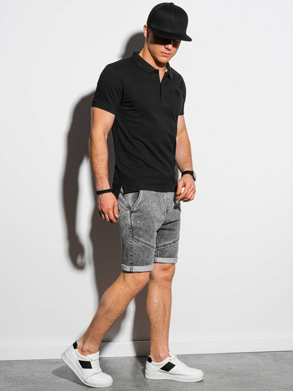 Ombre Clothing Černé pánské basic polo tricko Ombre Clothing