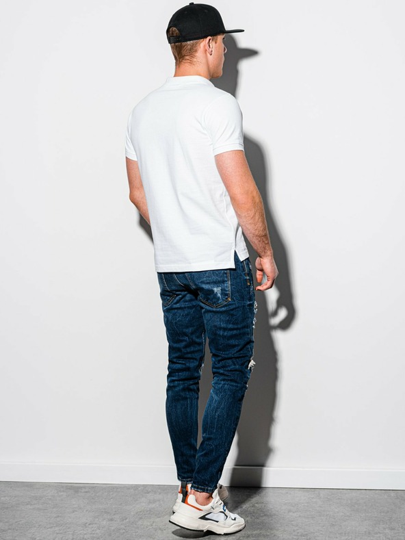 Ombre Clothing Bílé pánské basic polo tričko Ombre Clothing