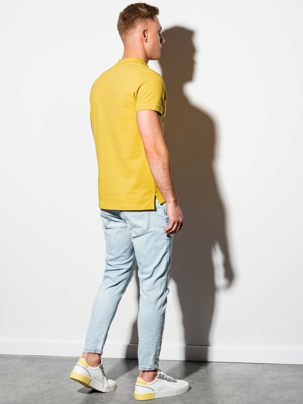 Ombre Clothing Žluté pánské basic polo tričko Ombre Clothing