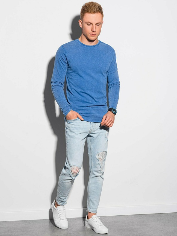 Ombre Clothing Modré pánské basic tričko Ombre Clothing