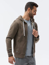 Ombre Clothing Khaki pánská mikina na zip s kapucí Ombre Clothing B1145 basic basic