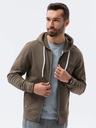 Ombre Clothing Khaki pánská mikina na zip s kapucí Ombre Clothing B1145 basic basic