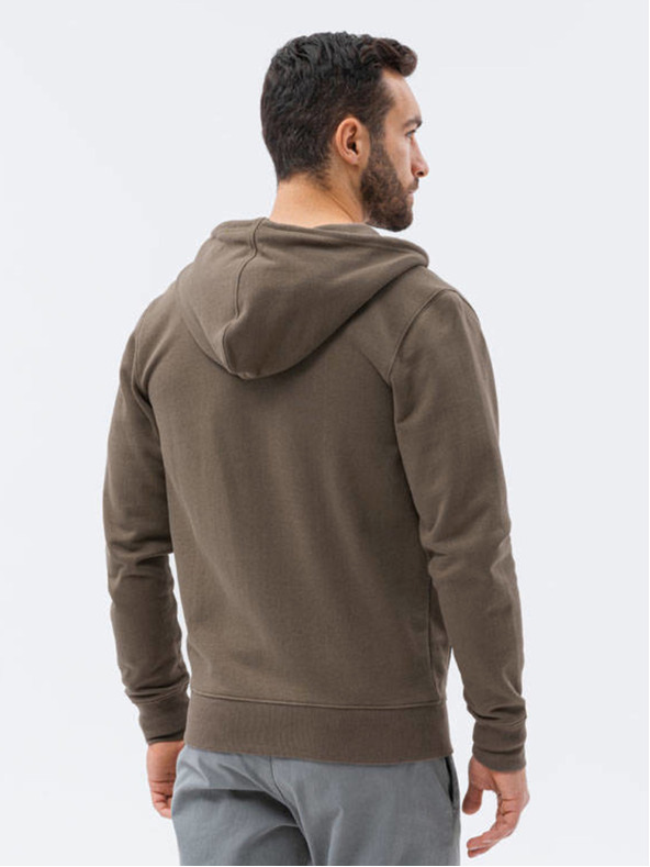 Ombre Clothing Khaki pánská mikina na zip s kapucí Ombre Clothing B1145 basic basic