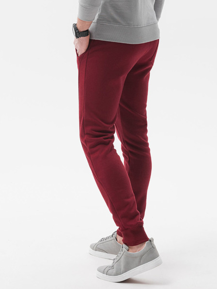 Ombre Clothing Vínové pánské basic tepláky Ombre Clothing