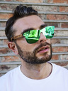 VEYREY VeyRey Dřevěné sluneční brýle Nerd Stove zelená skla